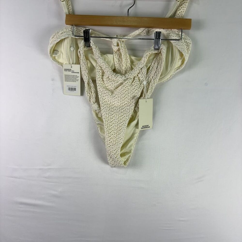 Monday Swimwear Cream Crochet High-Cut Bikini Bottom